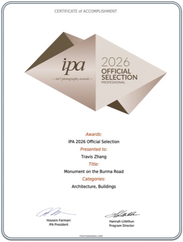 International Photography Awards 2026 Official Selection certificate for Monument on the Burma Road